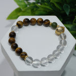 Load image into Gallery viewer, Tiger&#39;s Eye &amp; Clear Quartz Bracelet: Confidence &amp; Clarity
