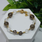 Smoky & Clear Quartz Bracelet: Grounding & Clarity