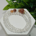 Load image into Gallery viewer, Clear Quartz &amp; Orange Moonstone Bracelet: Luck &amp; Radiance
