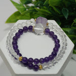 Load image into Gallery viewer, Clear Quartz &amp; Amethyst 2-Layer Bracelet: Balance &amp; Calm

