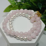 Load image into Gallery viewer, Rose Quartz &amp; Pearls Bracelet: 2 Layer
