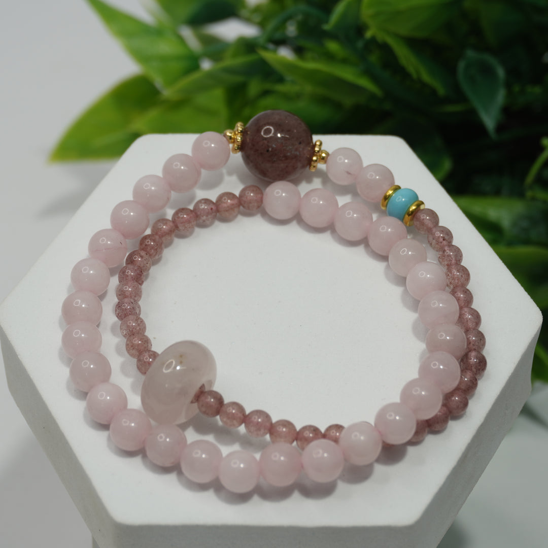 Pink Strawberry Quartz Bracelet (2-Layer): Love, Joy & Healing