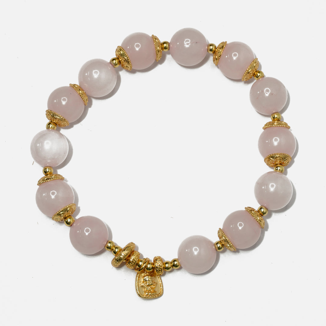 Rose Quartz & Buddha Bracelet: Love & Protection