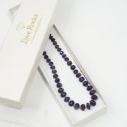 Amethyst Necklace: Peace and Calm - Oval with Metal Beads 1 Layer Necklace