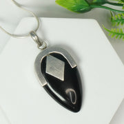 Black Onyx Silver Pendant : Big Drop