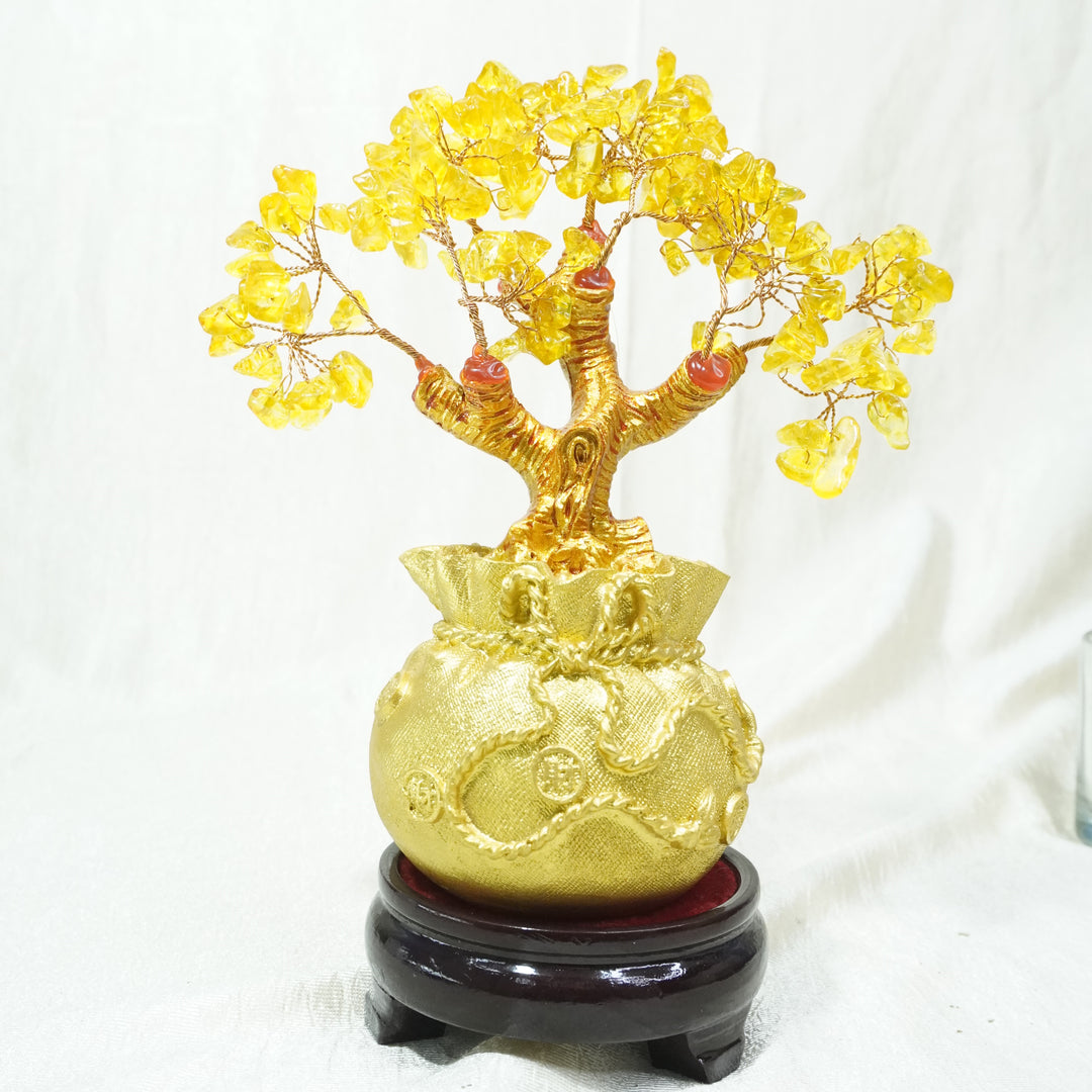 Citrine Crystal Tree (Money Bag Base): Wealth & Fortune