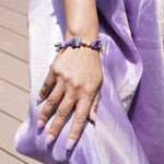 Load image into Gallery viewer, Charoite Bracelet: Cowrie and Plus Charms

