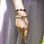 Load image into Gallery viewer, Botswana Agate Bracelet: Wings and Conch Charm
