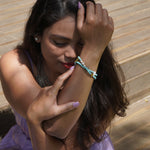 Load image into Gallery viewer, Turquoise Bracelet: Lotus and Plus Charms
