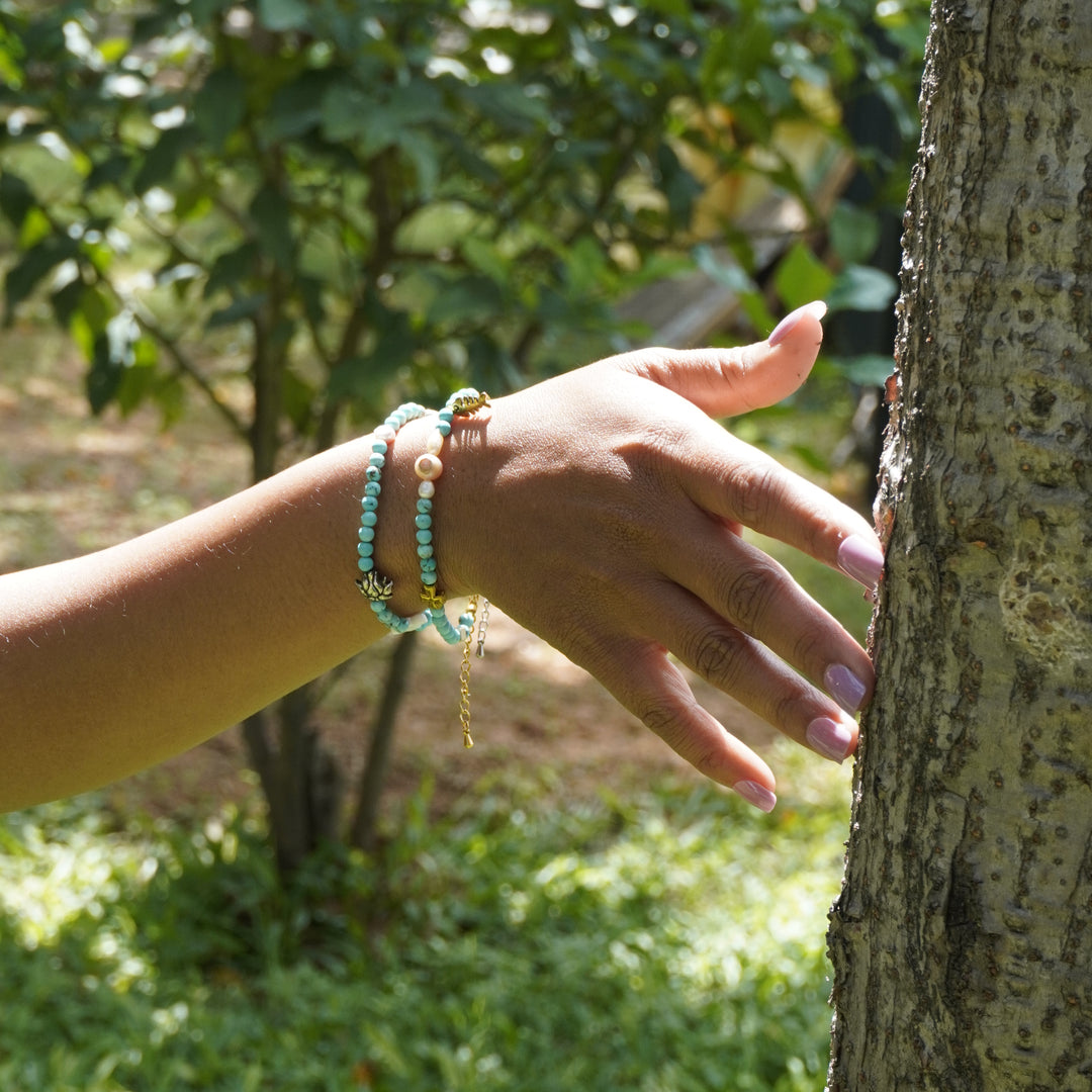 Turquoise Bracelet: Plus and Fish Charm
