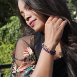 Load image into Gallery viewer, Amethyst &amp; Grey Moonstone Bracelet: Intuition &amp; Protection
