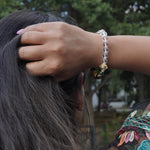 Load image into Gallery viewer, Tiger&#39;s Eye &amp; Clear Quartz Bracelet: Confidence &amp; Clarity

