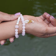 Rose Quartz & Pearls Bracelet: 2 Layer