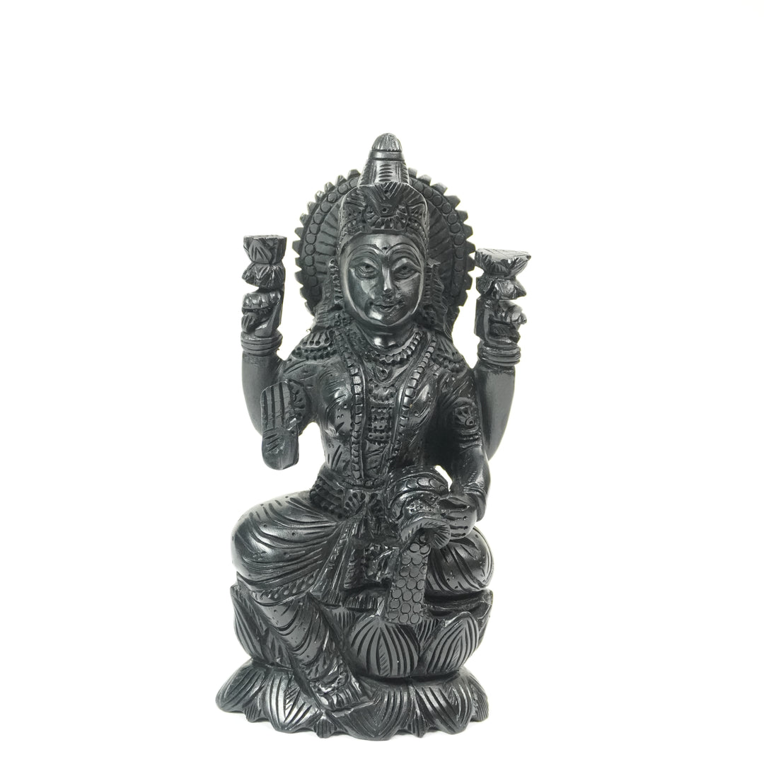 Karungali Dhanalakshmi Idol : Goddess of Wealth Sitting on Lotus
