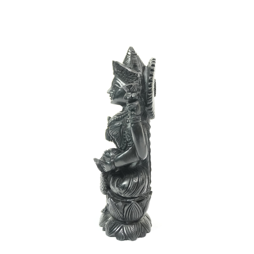 Karungali Dhanalakshmi Idol : Goddess of Wealth Sitting on Lotus
