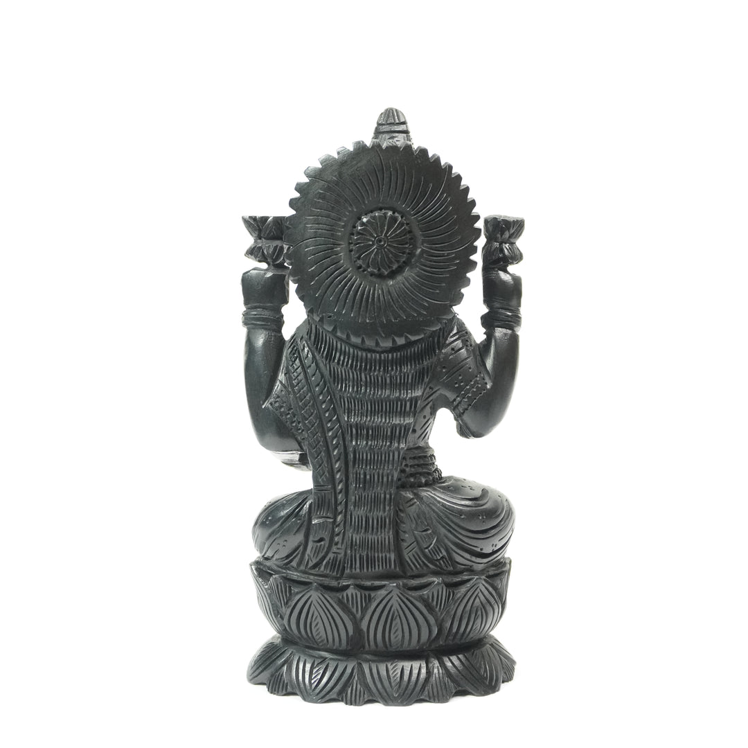 Karungali Dhanalakshmi Idol : Goddess of Wealth Sitting on Lotus
