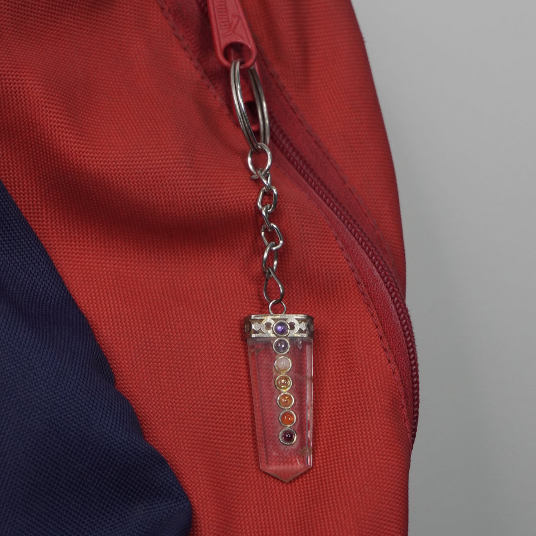 7 Chakra Clear Quartz Keychain – Energy Harmony & Daily Peace