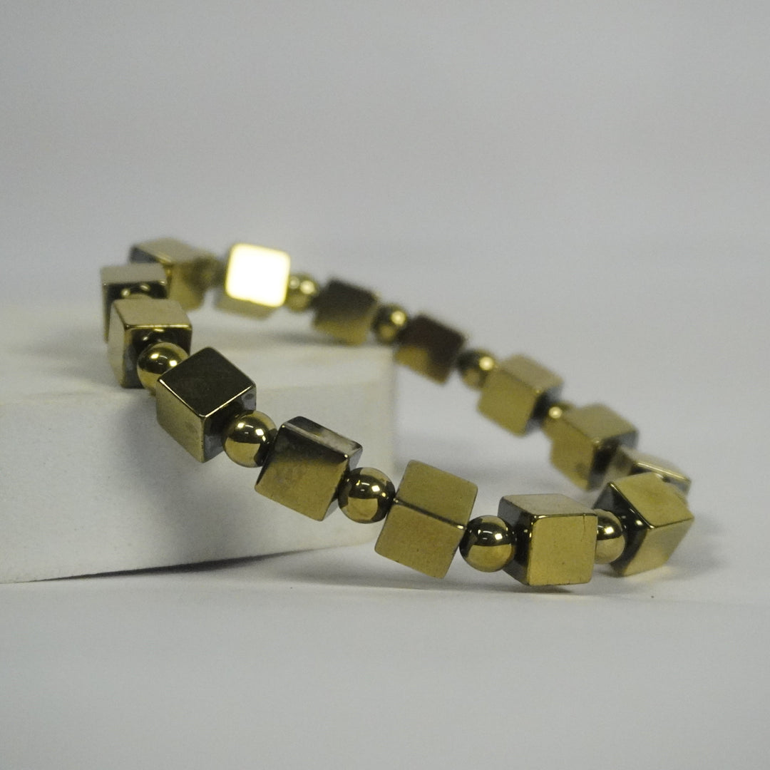 Golden Pyrite Square-Cut Bracelet – Success & Prosperity - Love Rocks