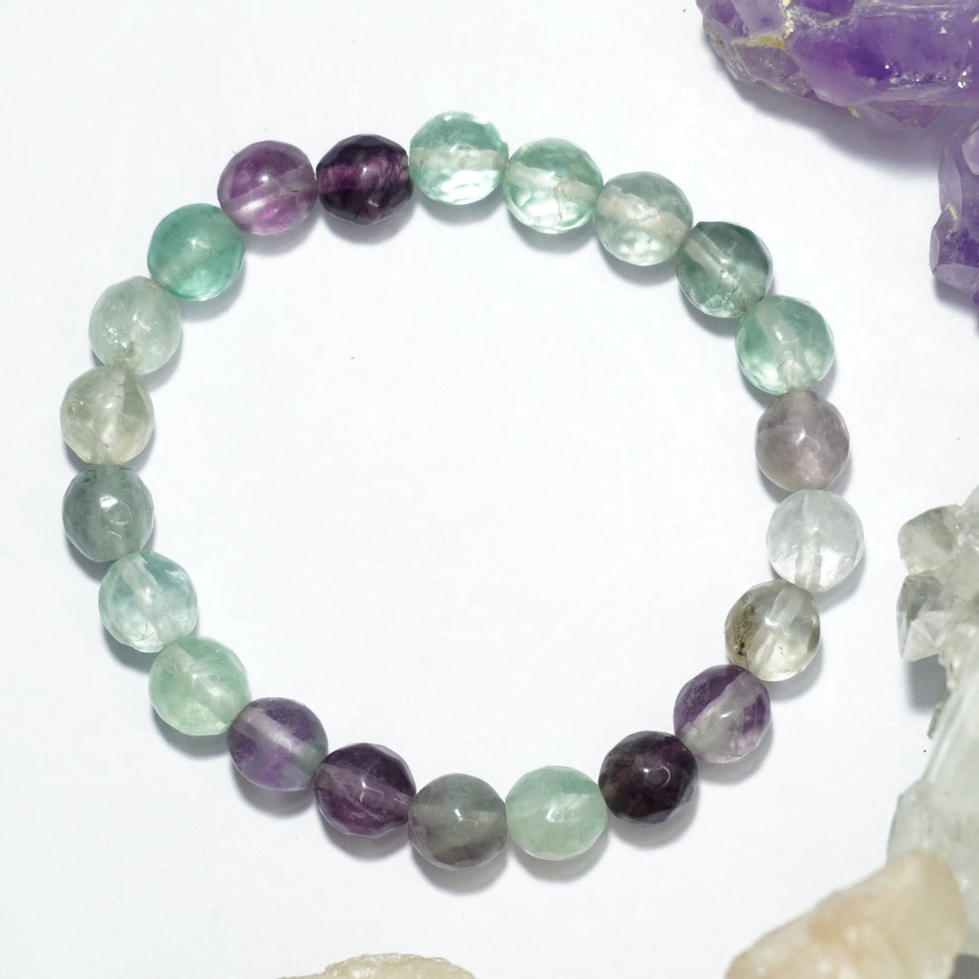 Fluorite Green Bracelet: Chakra Renewal - Round Beads 8mm