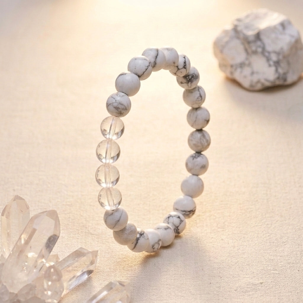 Clear Quartz and Howlite