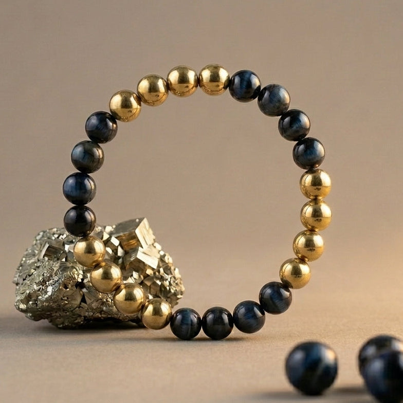 Golden Pyrite and Blue Tiger's Eye