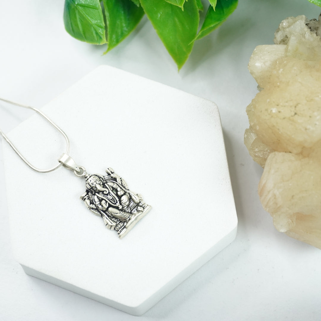 Ganesha Silver Pendant - Throne