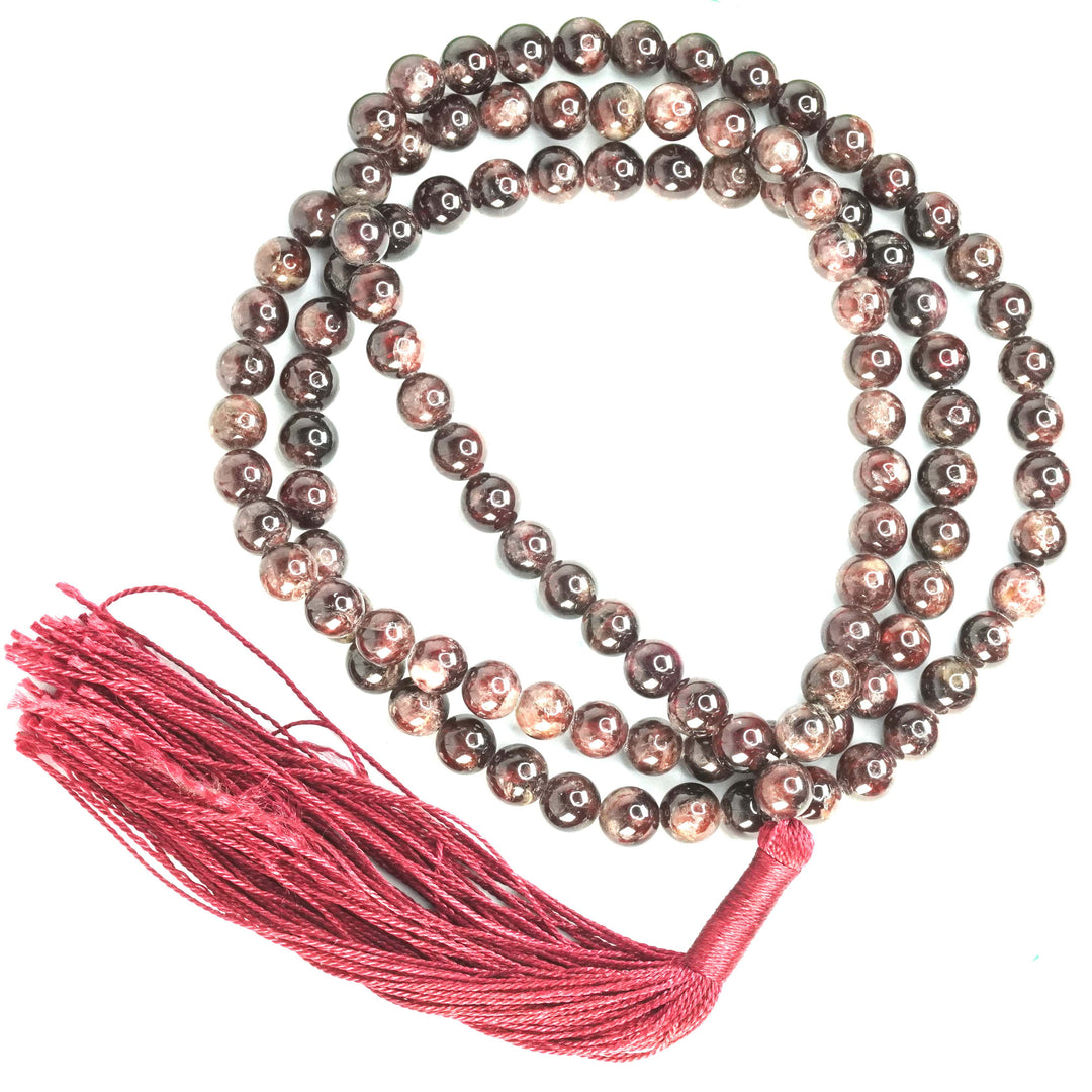 Garnet Japamala - Round Plain Beads 8mm