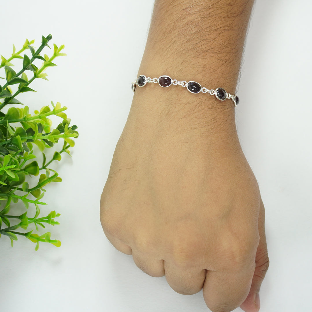 Garnet Silver Bracelet