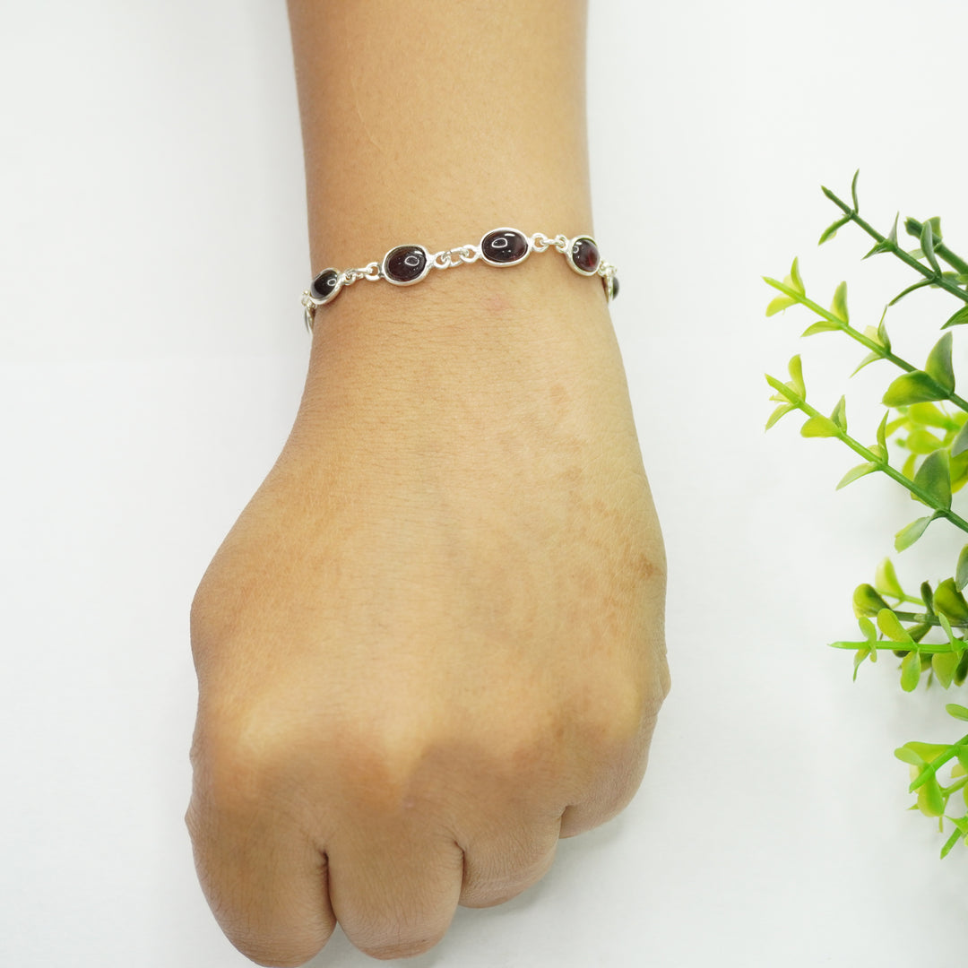 Garnet Silver Bracelet