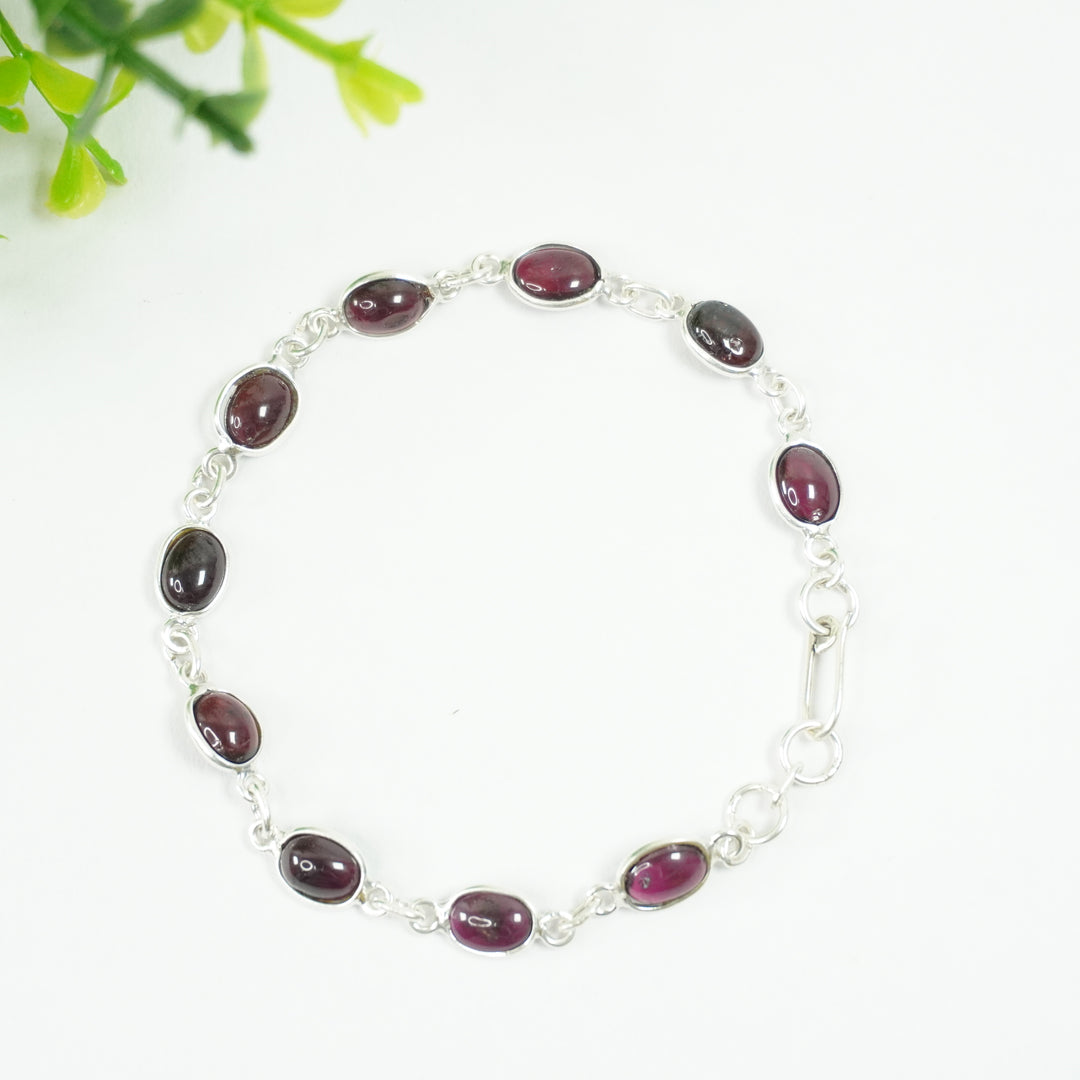 Garnet Silver Bracelet