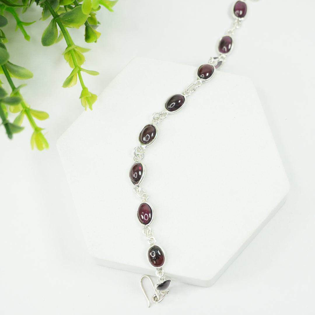 Garnet Silver Bracelet