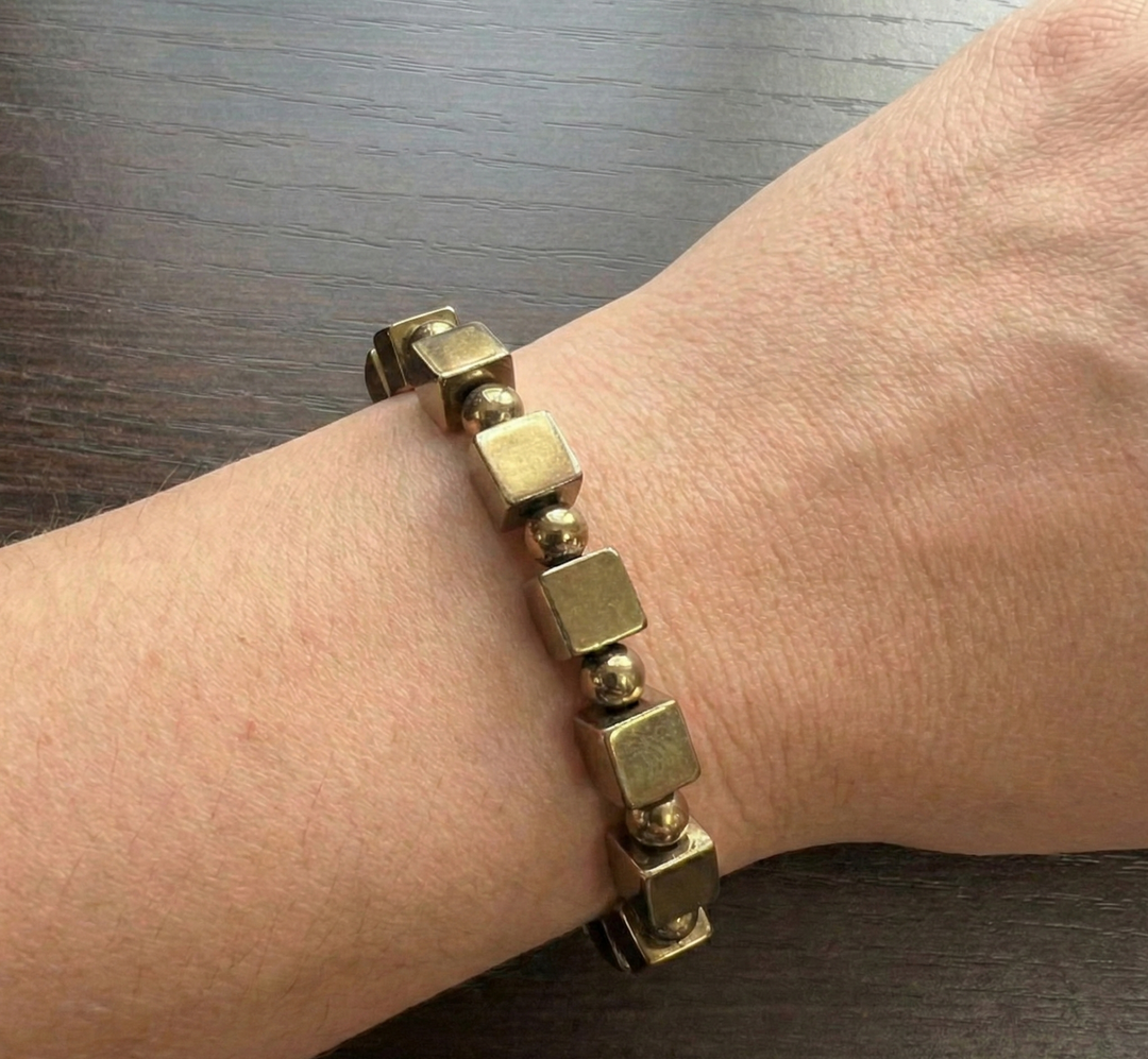 Golden Pyrite Square-Cut Bracelet – Success & Prosperity - Love Rocks