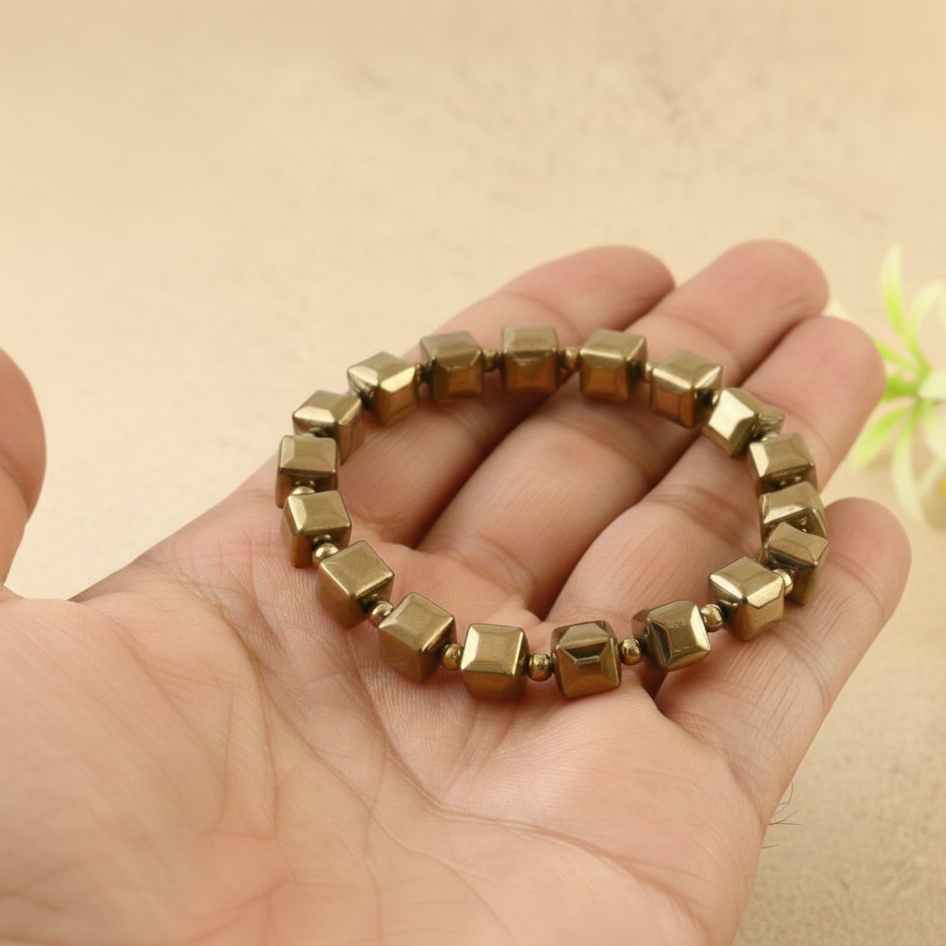 Golden Pyrite Smooth-Edge Bracelet – Wealth & Success - Love Rocks