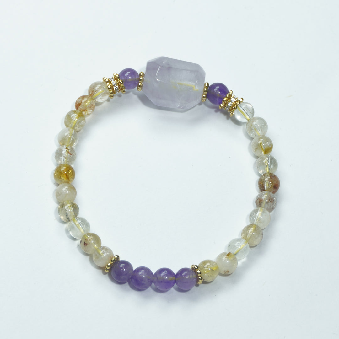 Golden Quartz & Amethyst Bracelet : Clarity & Calm