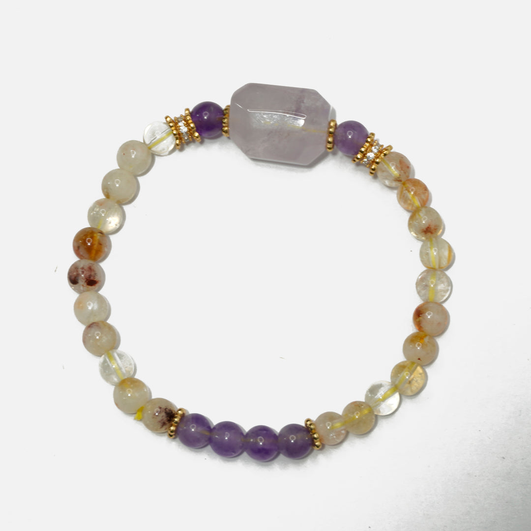Golden Quartz & Amethyst Bracelet : Clarity & Calm