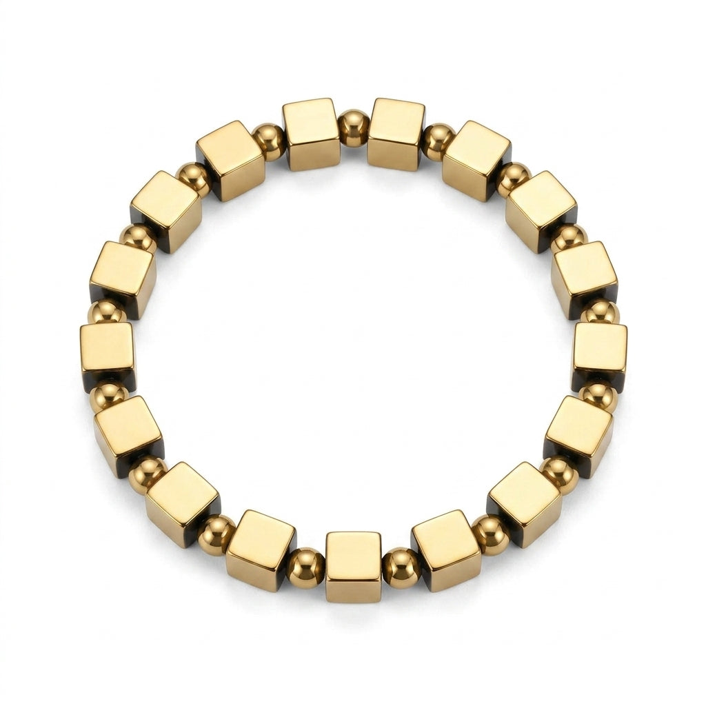 Golden Pyrite Square-Cut Bracelet – Success & Prosperity