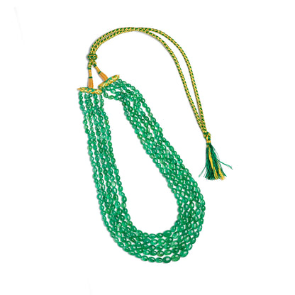 Green Quartz Petal Beads 5 Layer Necklace