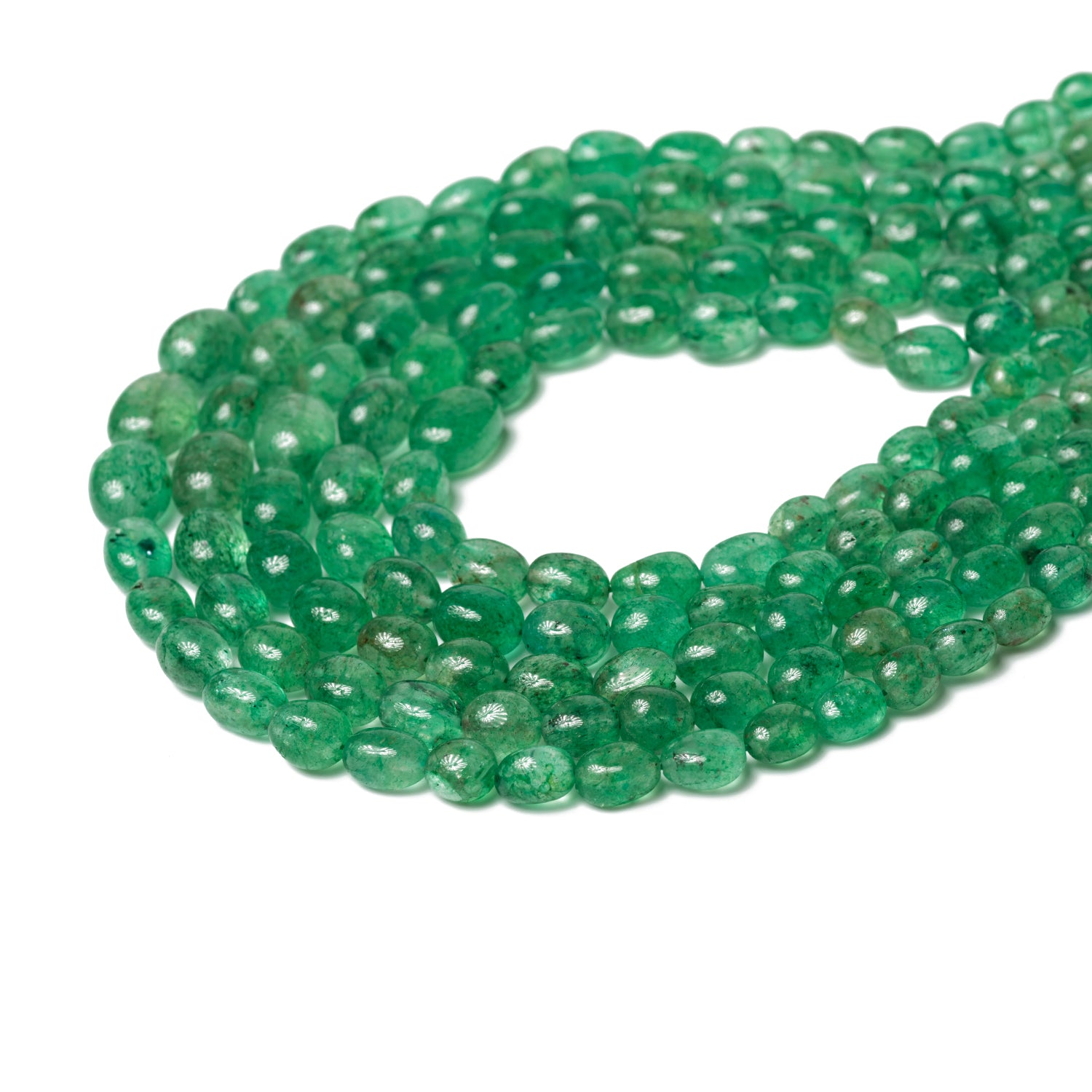 Green Quartz Petal Beads 5 Layer Necklace