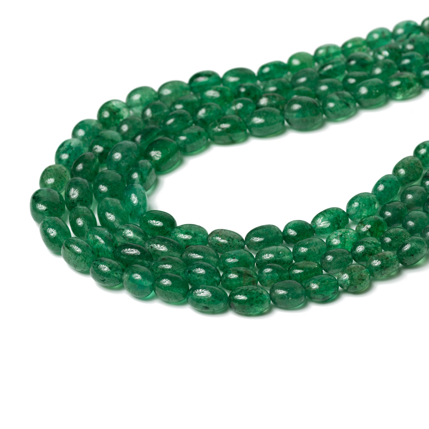 Green Quartz Petal Beads 4 Layer Necklace