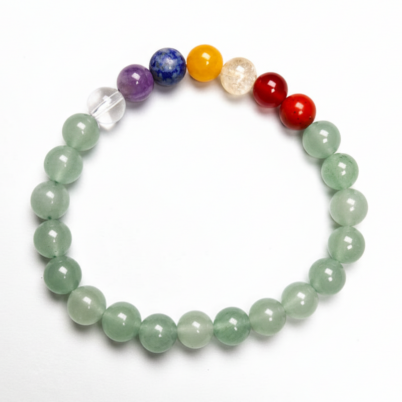 Green Aventurine 7 Chakra Healing Bracelet for Energy Balance