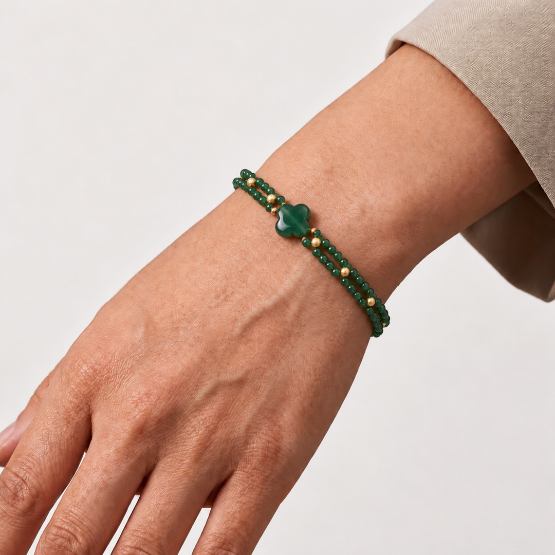 Green Aventurine Bracelet: Quad Pattern