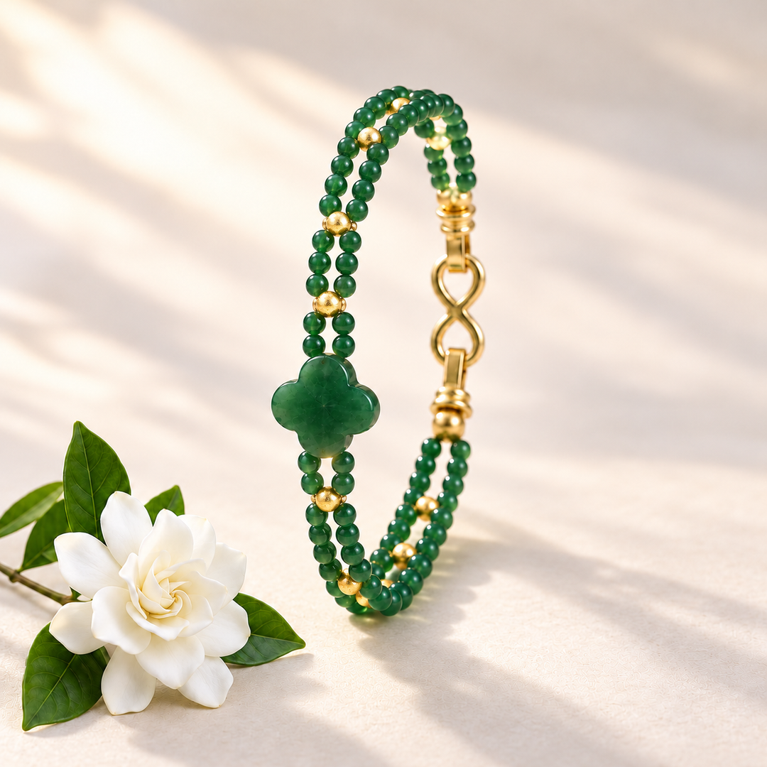 Green Aventurine Bracelet: Quad Pattern