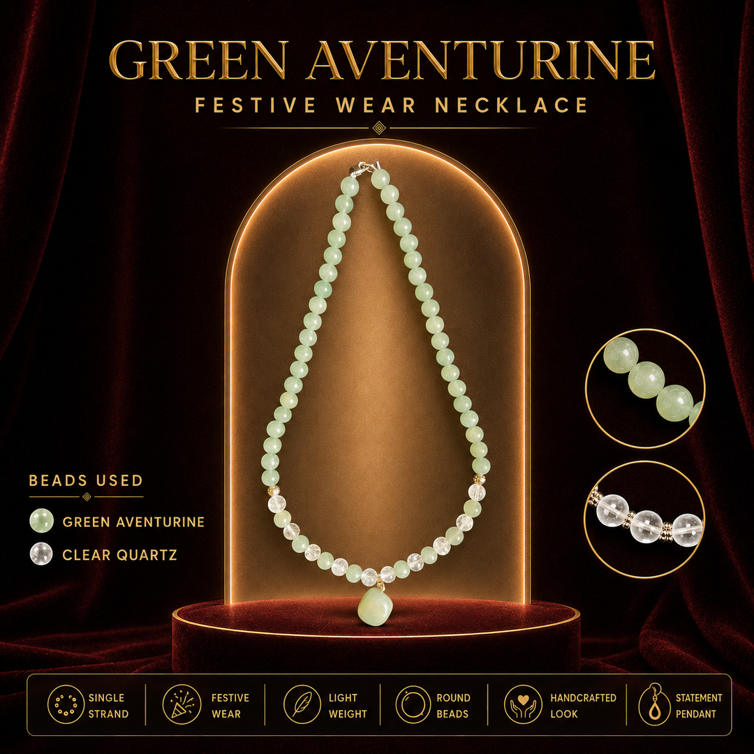 Green Aventurine Festive Wear Necklace