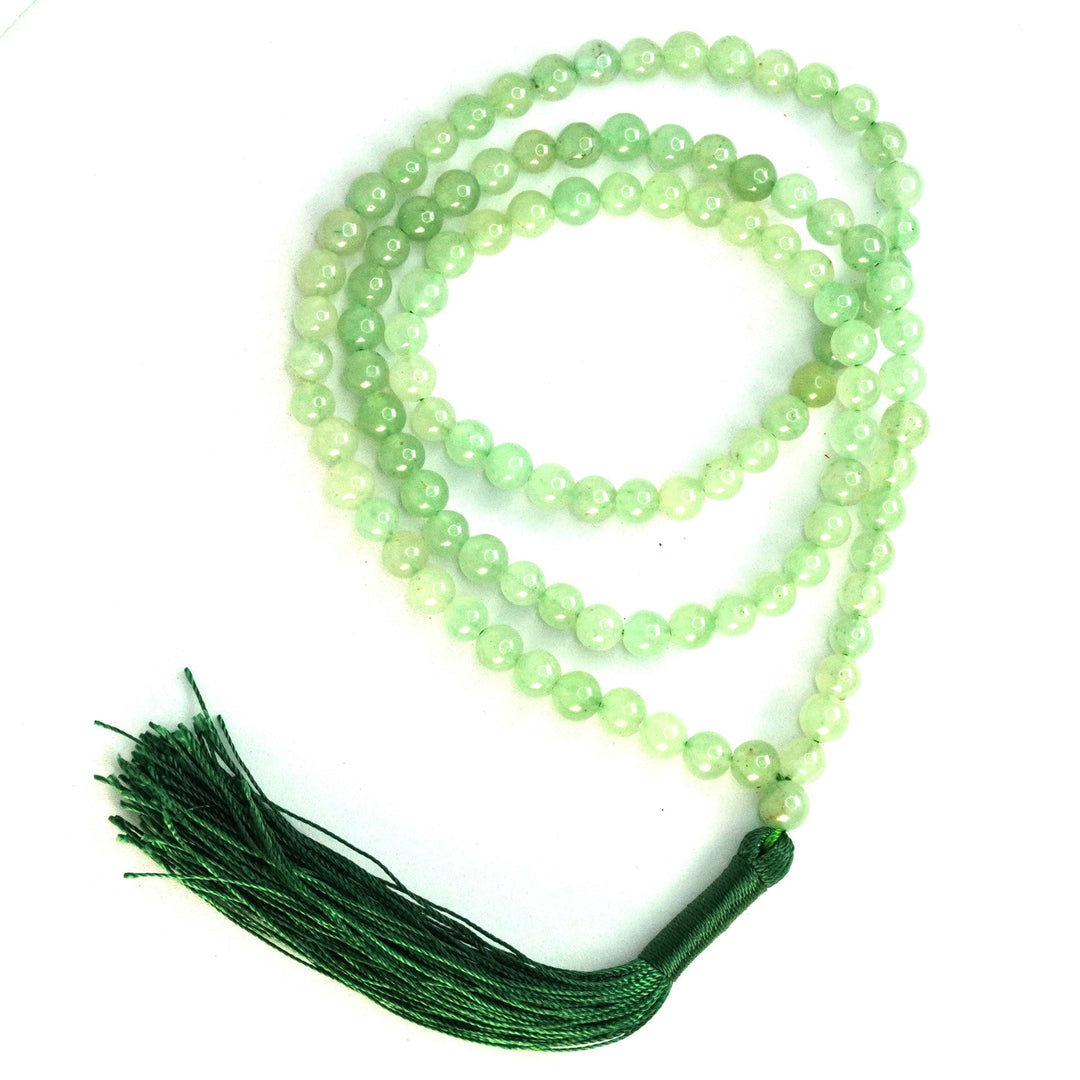 Green Aventurine Japamala: Good Health - Round Plain Beads 6mm