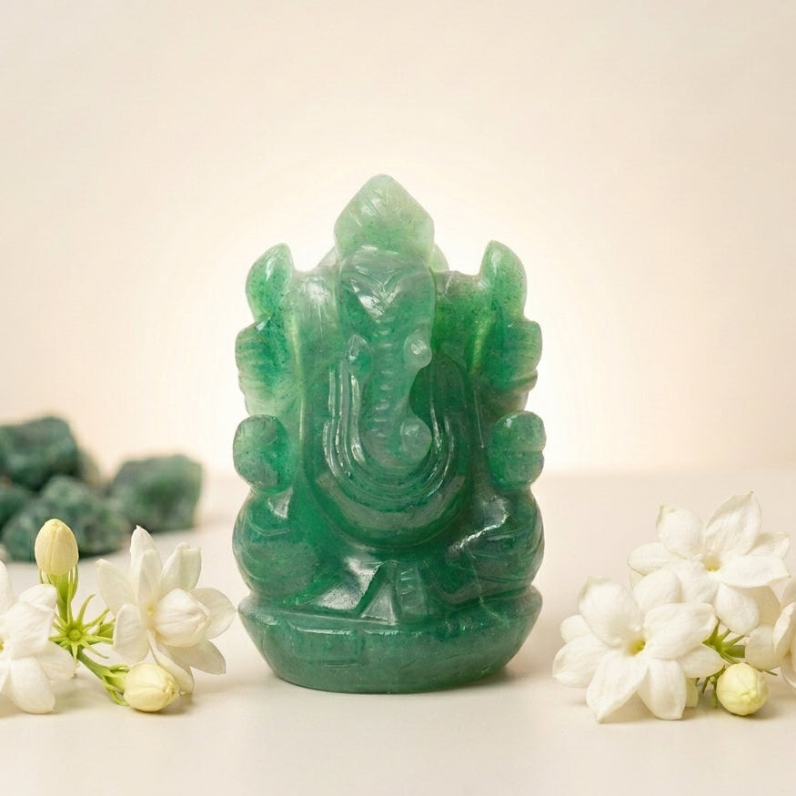 Green Fluorite Ganesha Idol