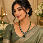 Load image into Gallery viewer, Green Jade Festive Wear Necklace