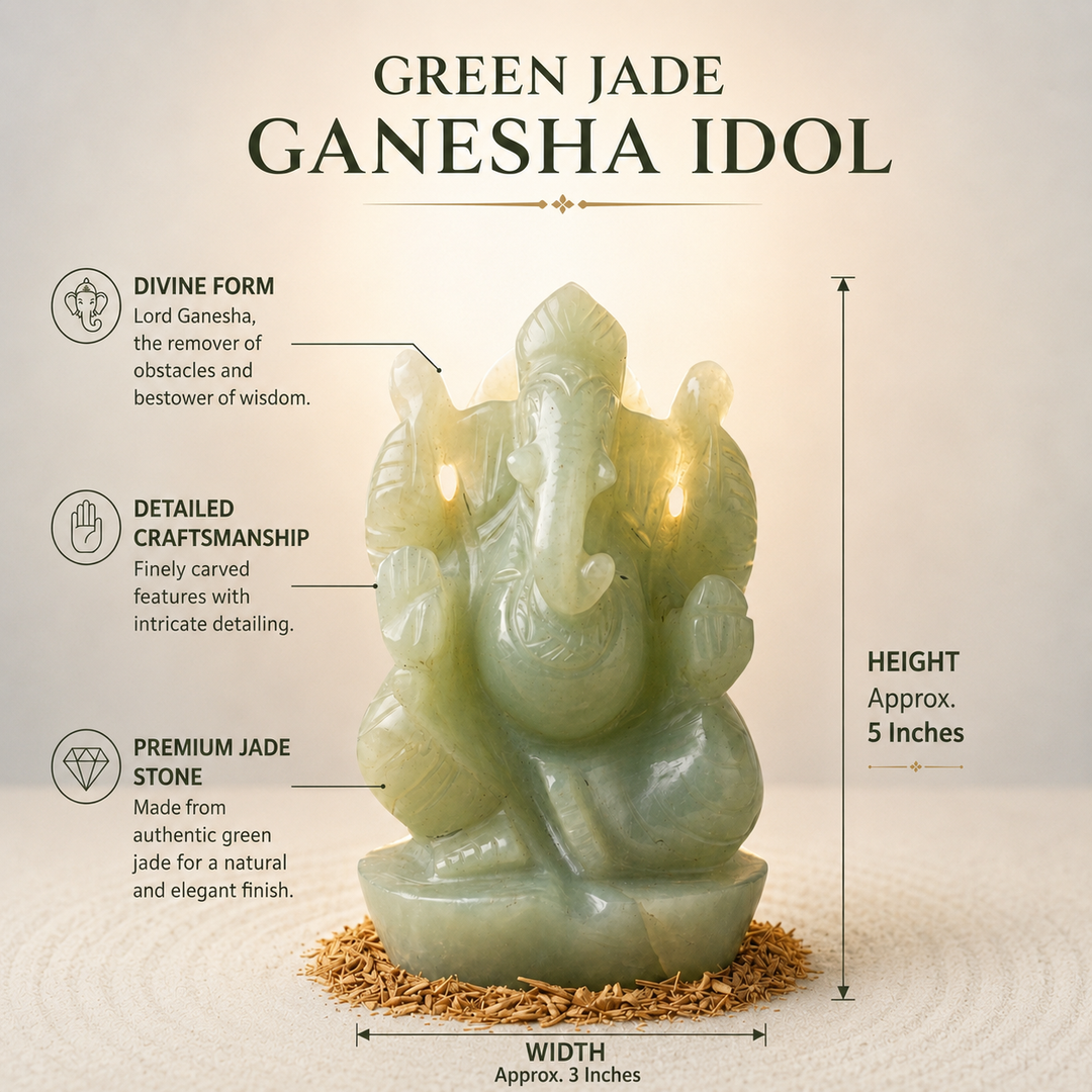 Green Jade Ganesha Idol
