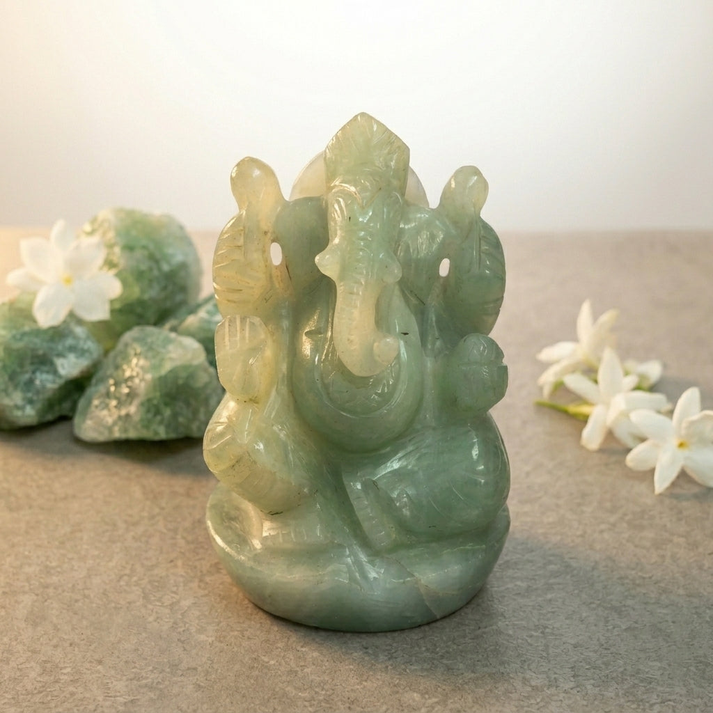 Green Jade ganesha Idol