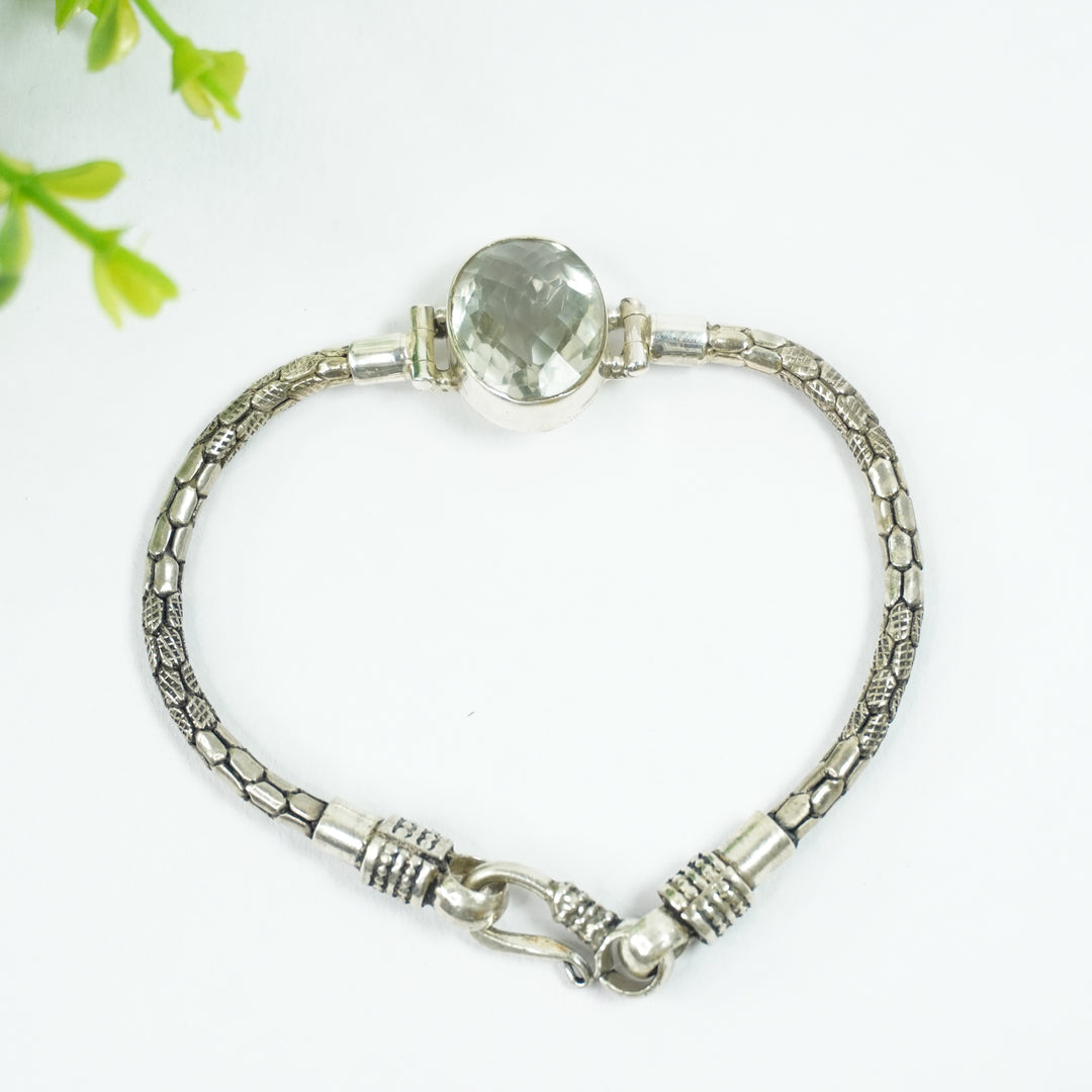 Green Amethyst Silver Bracelet