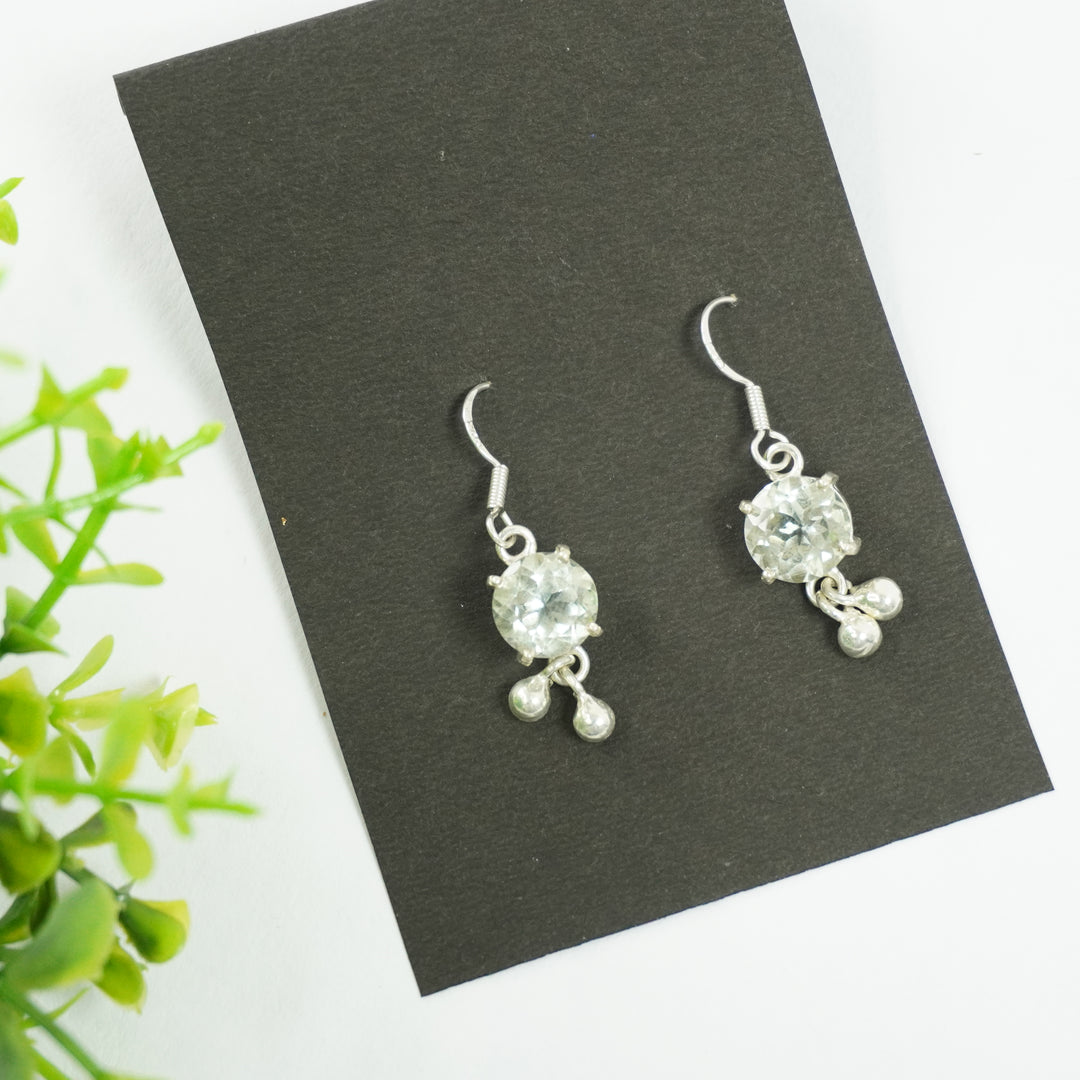 Green Amethyst Silver Earrings - Round